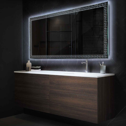 Miroir LED Horizontal | Sans Boutons Tactiles | Lumière blanche froide - Reyze Série Official Modèle 4