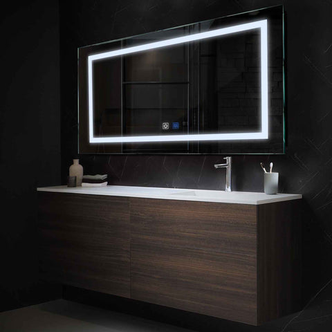 Miroir LED Horizontal | boutons tactiles | Fonction Anti-Buée | Lumière blanche froide - Reyze Série Salono Modèle 1