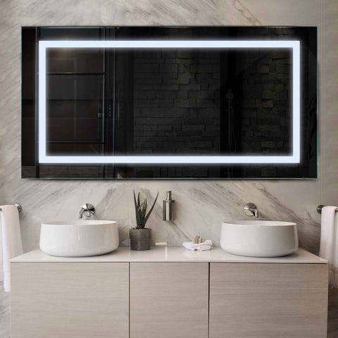 Miroir LED Horizontal | Sans Boutons Tactiles | Lumière blanche froide - Reyze Série Salono Modèle 1