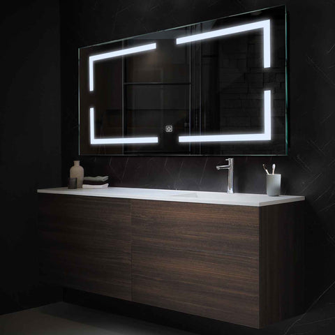 Miroir LED Horizontal | Bouton Tactile | Lumière blanche froide - Reyze Série Salono Modèle 2