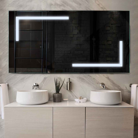 Miroir LED Horizontal | Sans Boutons Tactiles | Lumière blanche froide - Reyze Série Salono Modèle 3