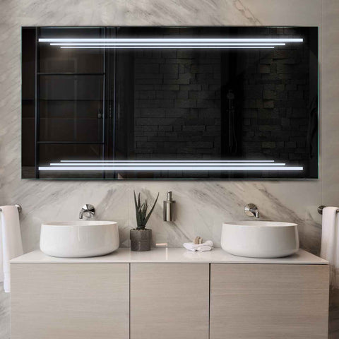 Miroir LED Horizontal | Sans Boutons Tactiles | Lumière blanche froide - Reyze Série Salono Modèle 7