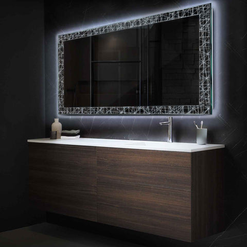 Miroir LED Horizontal | Sans Boutons Tactiles | Lumière blanche froide - Reyze Série Simetria Modèle 1