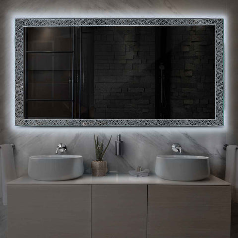Miroir LED Horizontal | Sans Boutons Tactiles | Lumière blanche froide - Reyze Série Simetria Modèle 5
