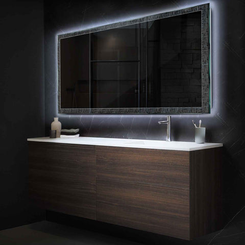 Miroir LED Horizontal | Sans Boutons Tactiles | Lumière blanche froide - Reyze Série Simetria Modèle 6