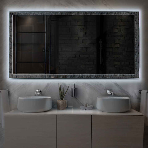 Miroir LED Horizontal | Sans Boutons Tactiles | Lumière blanche froide - Reyze Série Simetria Modèle 6