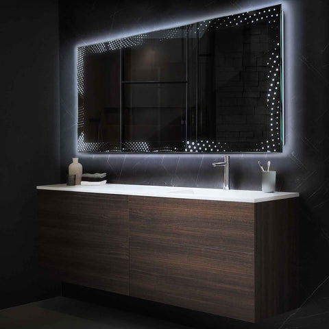 Miroir LED Horizontal | Sans Boutons Tactiles | Lumière blanche froide - Reyze Série Simetria Modèle 8