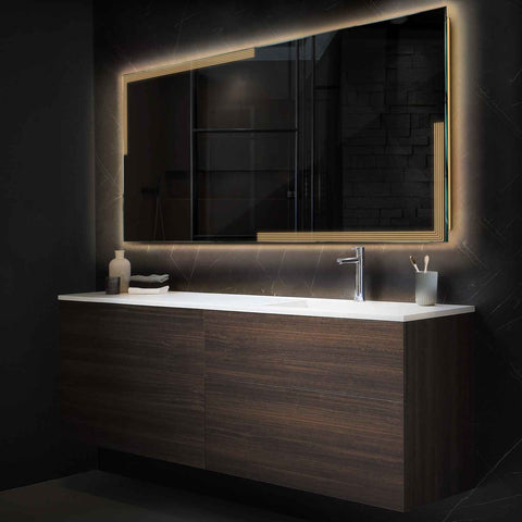 Miroir LED Horizontal | Sans Boutons Tactiles | Lumière Blanche Chaude - Reyze Série Edge Modèle 2