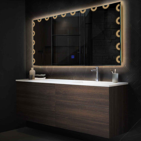 Miroir LED Horizontal | Bouton Tactile | Lumière Blanche Chaude - Reyze Série Edge Modèle 4