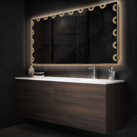 Miroir LED Horizontal | Sans Boutons Tactiles | Lumière Blanche Chaude - Reyze Série Edge Modèle 4