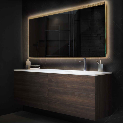 Miroir LED Horizontal | Sans Boutons Tactiles | Lumière Blanche Chaude - Reyze Série Edge Modèle 5
