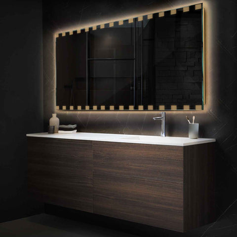 Miroir LED Horizontal | Sans Boutons Tactiles | Lumière Blanche Chaude - Reyze Série Edge Modèle 6