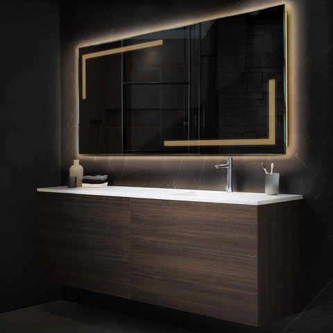 Miroir LED Horizontal | Sans Boutons Tactiles | Lumière Blanche Chaude - Reyze Série Minimal Modèle 2