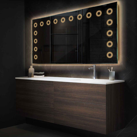Miroir LED Horizontal | Sans Boutons Tactiles | Lumière Blanche Chaude - Reyze Série Minimal Modèle 4