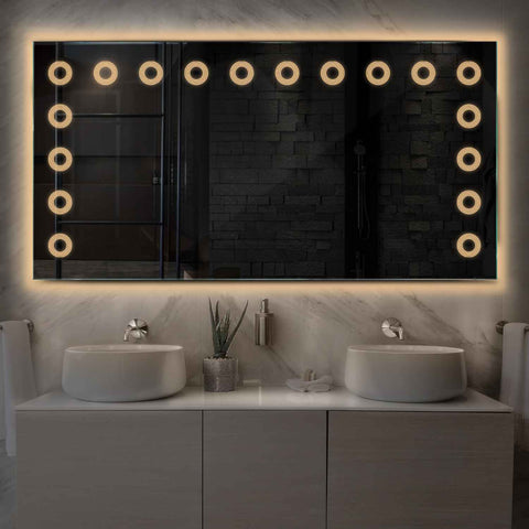 Miroir LED Horizontal | Sans Boutons Tactiles | Lumière Blanche Chaude - Reyze Série Minimal Modèle 4