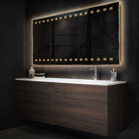 Miroir LED Horizontal | Sans Boutons Tactiles | Lumière Blanche Chaude - Reyze Série Minimal Modèle 6