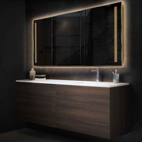 Miroir LED Horizontal | Sans Boutons Tactiles | Lumière Blanche Chaude - Reyze Série Minimal Modèle 7