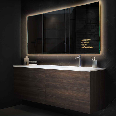 Miroir LED Horizontal | Sans Boutons Tactiles | Lumière Blanche Chaude - Reyze Série Motivated Modèle 1