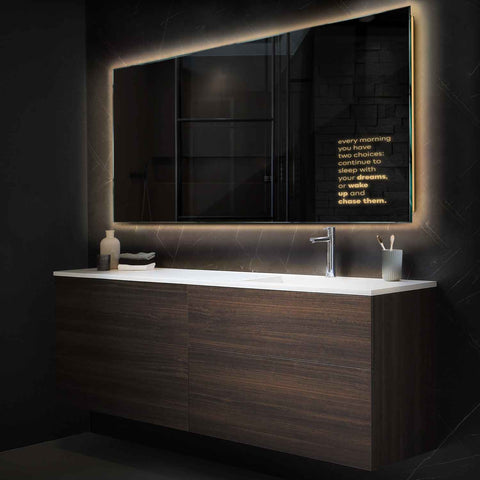Miroir LED Horizontal | Sans Boutons Tactiles | Lumière Blanche Chaude - Reyze Série Motivated Modèle 2