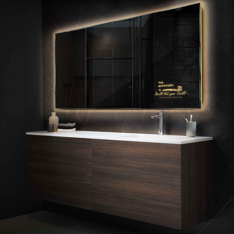 Miroir LED Horizontal | Sans Boutons Tactiles | Lumière Blanche Chaude - Reyze Série Motivated Modèle 3