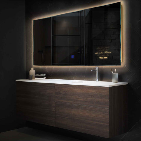 Miroir LED Horizontal | Bouton Tactile | Lumière Blanche Chaude - Reyze Série Motivated Modèle 4