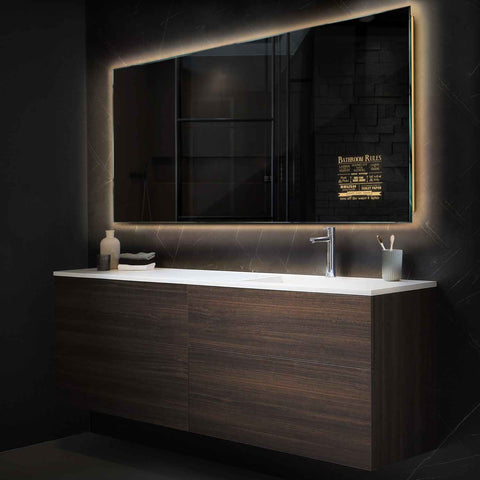Miroir LED Horizontal | Sans Boutons Tactiles | Lumière Blanche Chaude - Reyze Série Motivated Modèle 5