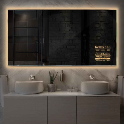 Miroir LED Horizontal | Sans Boutons Tactiles | Lumière Blanche Chaude - Reyze Série Motivated Modèle 5