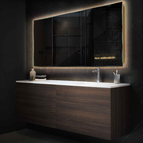 Miroir LED Horizontal | Sans Boutons Tactiles | Lumière Blanche Chaude - Reyze Série Motivated Modèle 7