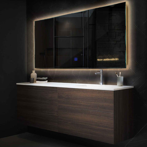 Miroir LED Horizontal | Bouton Tactile | Lumière Blanche Chaude - Reyze Série Motivated Modèle 7