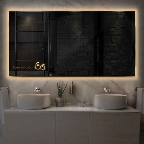 Miroir LED Horizontal | Sans Boutons Tactiles | Lumière Blanche Chaude - Reyze Série Motivated Modèle 8