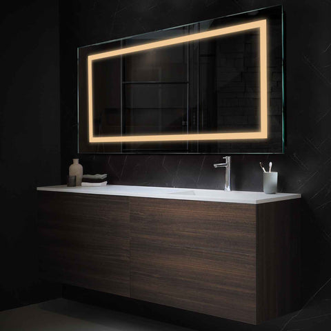 Miroir LED Horizontal | Sans Boutons Tactiles | Lumière Blanche Chaude - Reyze Série Salono Modèle 1