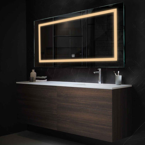 Miroir LED Horizontal | Bouton Tactile | Lumière Blanche Chaude - Reyze Série Salono Modèle 1
