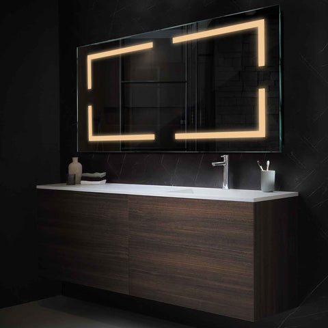 Miroir LED Horizontal | Sans Boutons Tactiles | Lumière Blanche Chaude - Reyze Série Salono Modèle 2