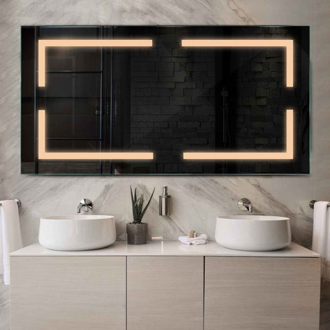 Miroir LED Horizontal | Sans Boutons Tactiles | Lumière Blanche Chaude - Reyze Série Salono Modèle 2