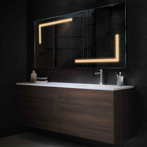 Miroir LED Horizontal | Sans Boutons Tactiles | Lumière Blanche Chaude - Reyze Série Salono Modèle 3