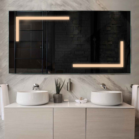 Miroir LED Horizontal | Sans Boutons Tactiles | Lumière Blanche Chaude - Reyze Série Salono Modèle 3
