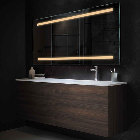 Miroir LED Horizontal | Sans Boutons Tactiles | Lumière Blanche Chaude - Reyze Série Salono Modèle 4