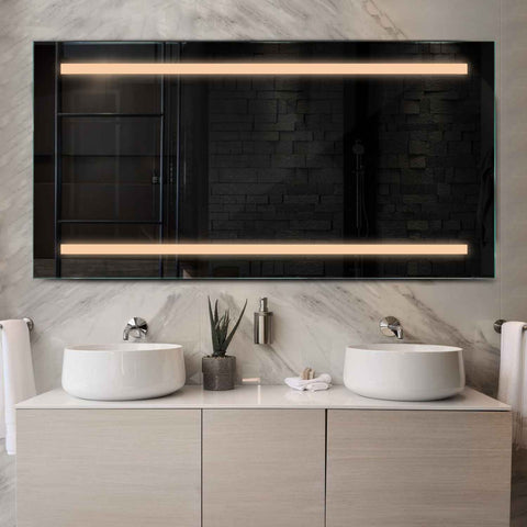 Miroir LED Horizontal | Sans Boutons Tactiles | Lumière Blanche Chaude - Reyze Série Salono Modèle 4