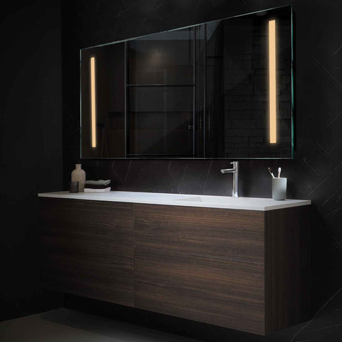 Miroir LED Horizontal | Sans Boutons Tactiles | Lumière Blanche Chaude - Reyze Série Salono Modèle 5