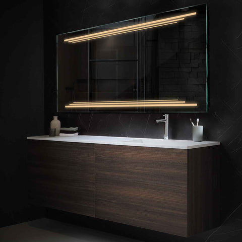 Miroir LED Horizontal | Sans Boutons Tactiles | Lumière Blanche Chaude - Reyze Série Salono Modèle 7