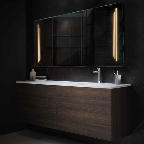 Miroir LED Horizontal | Sans Boutons Tactiles | Lumière Blanche Chaude - Reyze Série Salono Modèle 8
