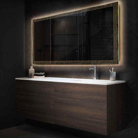 Miroir LED Horizontal | Sans Boutons Tactiles | Lumière Blanche Chaude - Reyze Série Simetria Modèle 6