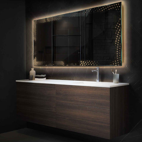 Miroir LED Horizontal | Sans Boutons Tactiles | Lumière Blanche Chaude - Reyze Série Simetria Modèle 8