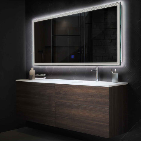 Miroir LED Horizontal | Bouton Tactile | Lumière blanche neutre - Reyze Série Edge Modèle 1