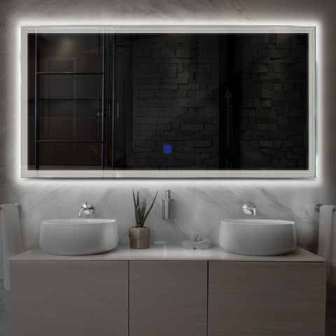 Miroir LED Horizontal | Bouton Tactile | Lumière blanche neutre - Reyze Série Edge Modèle 1