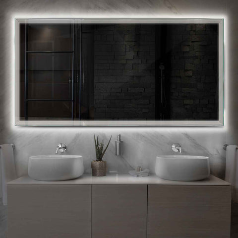 Miroir LED Horizontal | Sans Boutons Tactiles | Lumière blanche neutre - Reyze Série Edge Modèle 1