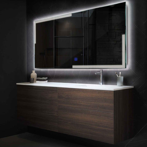 Miroir LED Horizontal | Bouton Tactile | Lumière blanche neutre - Reyze Série Edge Modèle 2