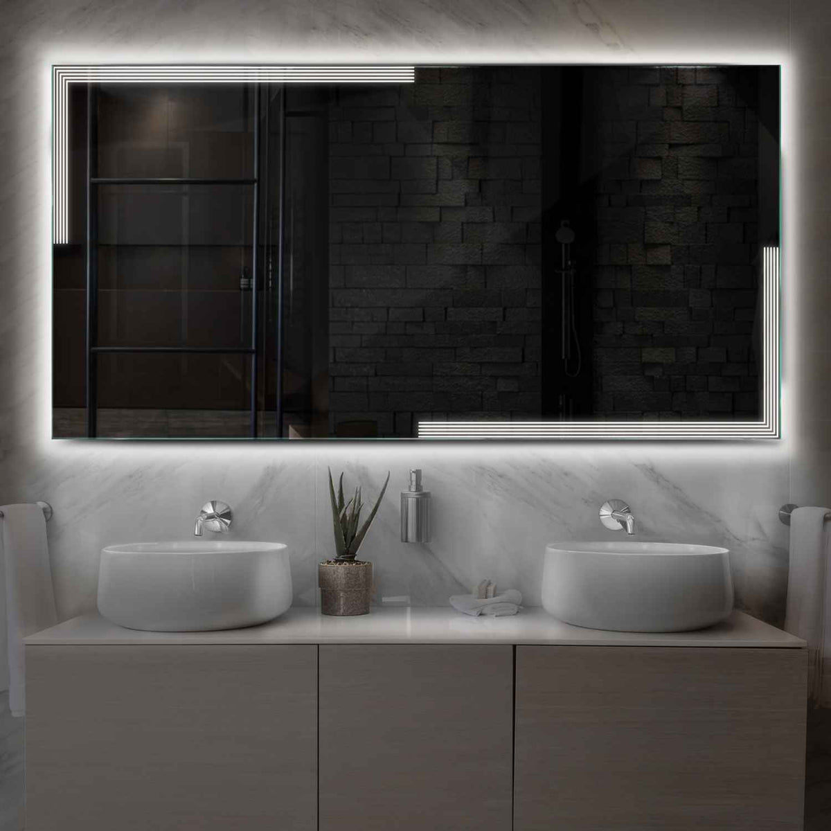 Miroir LED Horizontal | Sans Boutons Tactiles | Lumière blanche neutre - Reyze Série Edge Modèle 2