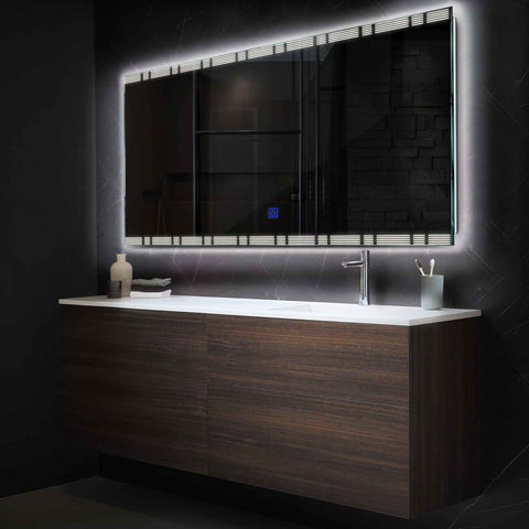 Miroir LED Horizontal | Bouton Tactile | Lumière blanche neutre - Reyze Série Edge Modèle 3
