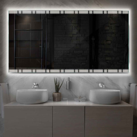 Miroir LED Horizontal | Sans Boutons Tactiles | Lumière blanche neutre - Reyze Série Edge Modèle 3